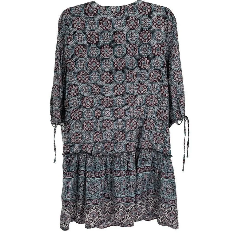 Sundance Zuri Discovery‎ Dress Dropped Waist Teal With Floral Print Small - Picture 8 of 11